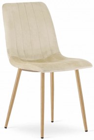 Set de masa 1 + 4, masa de dining alb ADRIA 120x80 cm + scaun crem din catifea LAVA