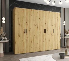 Dulap de haine 250 cm Borry 1 (Stejar artisan + Negru). 1125778