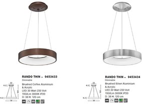 Lustra LED design modern circular RANDO THIN argintie 3000K NVL-9453434