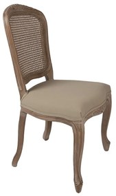 Scaun dining shabby chic, cu spătar din rattan, 52x49x95 cm