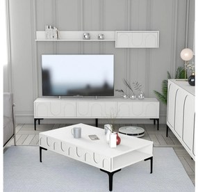 Set mobilier living Lyantela (alb + negru). 1107134