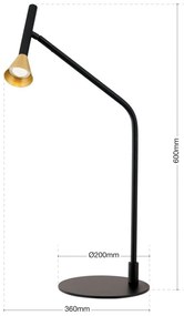 Veioza LED stil scandinav minimalist ODEON negru/alama