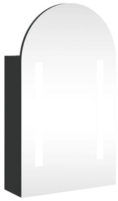 357975 vidaXL Dulap cu oglindă de baie cu LED, negru, 42x13x70 cm, arcuit