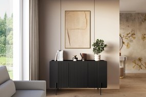 Comodă Malmi 150 cm - negru mat / picioare negre