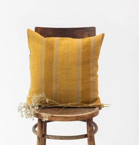 Față de pernă din in 40x40 cm Amber Bronze Stripes – Linen Tales