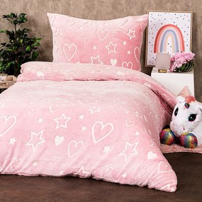 4Home Lenjerie de pat luminoasă din microflanelHeart, 140 x 200 cm, 70 x 90 cm