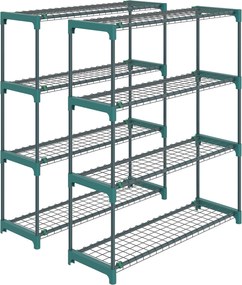 Outsunny Raft pentru Plante pe 4 Niveluri, Set de 2 Suporturi pentru Plante, din Oțel cu Catarame pentru Montaj Ușor, Expunere Ghivece Grădină și Balcon, 90x28x104 cm | Aosom Romania