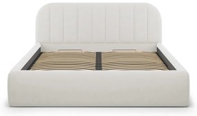Pat matrimonial bej tapițat cu spațiu de depozitare cu somieră 180x200 cm Juno – Windsor &amp; Co Sofas