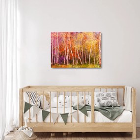 Tablou pe sticlă - Pădurea colorată (70x50 cm)