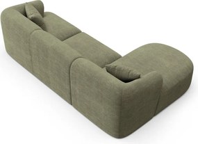 Colțar verde cu tapițerie din catifea reiată (cu colț pe partea stângă/cu șezlong) Campi – Cosmopolitan Design