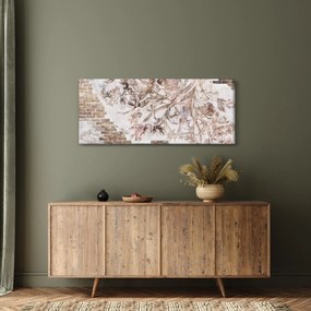 Tablou - Frescă florală pe un perete de cărămidă (120x50 cm)