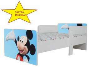 Pat Star imprimat cu Mickey, cu protectie si saltea, 130x60 cm