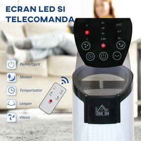 HOMCOM Ventilator tip Coloana Turn cu Telecomanda si Oscilatie, 3 Functii 3 Viteze, Timer 7.5 Ore, Ф20x78.5cm | Aosom Romania