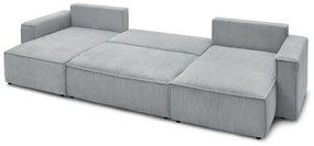 Colțar gri deschis extensibil cu tapițerie din catifea reiată (în formă de "U") Nihad – Bobochic Paris