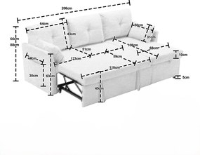 Canapea modulară în formă de L din catifea, canapea extensibilă rabatabilă convertibilă, cu spații de depozitare în scaune, Gri deschis