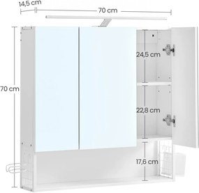 Dulap de depozitare pentru lavoar, Vasagle, Alb, 70x16x70 cm