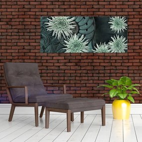 Tablou - Flori verzi (120x50 cm)