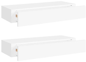 330256 vidaXL Dulapuri de perete cu sertare 2 buc. alb, 60x23,5x10 cm MDF