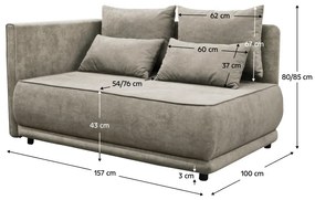 Canapea extensibila, bej gri Taupe, pe stanga, LIAMI