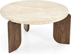 Masuta cafea MAMBO, travertin/nuc, 80x41 cm