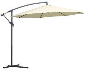 Outsunny Umbrelă de Soare Excentrică cu Bază în Cruce Inclusă, din Metal și Poliester, 3x2,5 m, Bej | Aosom Romania