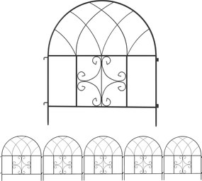 Outsunny Gard de grădină Gard Oțel 300 cm x 70 cm înălțime Gard decorativ din grilaj Set elemente de gard Negru | Aosom Romania