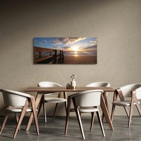 Tablou cu dig, plajă și mare (120x50 cm)