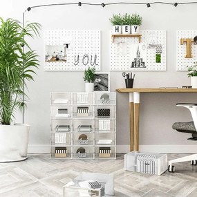 Organizator pentru pantofi MARI, 18 compartimente, transparent/albă SongmicsHome