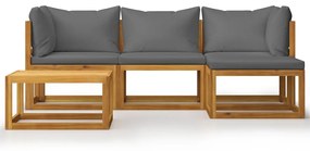 45914 vidaXL Set mobilier grădină cu perne, 5 piese, lemn masiv acacia