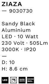 Spot aplicat, Plafoniera LED Ziaza negru, 10cm