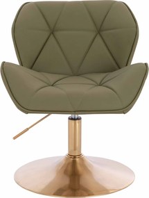 HR111N Scaun Khaki Piele Ecologica Premium Soft cu Bază Aurie