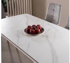 Masa extensibila Apollo Ceramica marmura alba/negru mat - L120-160 cm