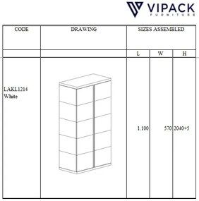 Dulap Lara cu 2 Uși, pentru Camera Copii, Alb – Vipack
