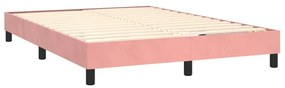 Cadru de pat box spring, roz, 140x190 cm, catifea Roz, 25 cm, 140 x 190 cm