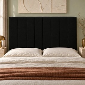 Pat boxspring din catifea Novella cu ladă 140×200 cm, negru