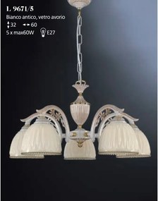 Candelabru cu 5 brate realizat manual design italian 9671