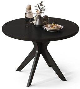 Mazzoni RENZO Negru - MASĂ ROTUNDĂ Ø110 EXTENSIBILĂ PÂNĂ LA 180 cm | PENTRU BUCĂTĂRIE SUFRAGERIE LIVING RETRO