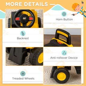 HOMCOM Excavator si compartiment de depozitare, jucarie de calarit pentru copii de la 1-3 ani fara baterie, galben | AOSOM RO