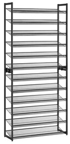Raft stivuibil pentru încălțăminte IDA, 12 polițe, 92,5x31x223cm, negru Jurhan