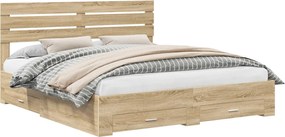 vidaXL Cadru de pat cu sertar cu headboard cu depozitare Lemn compozit