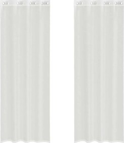 vidaXL Perdele Voile cu Oeje 2 buc Alb