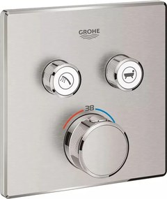 Baterie cada - dus incastrata Grohe Grohtherm SmartControl crom periat Supersteel fara corp ingropat