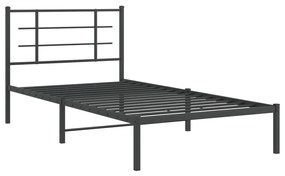 355557 vidaXL Cadru de pat din metal cu tăblie, negru, 107x203 cm