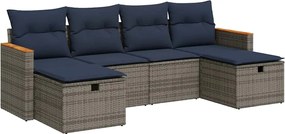 vidaXL Set mobilier grădină cu perne, 6 piese, gri, poliratan