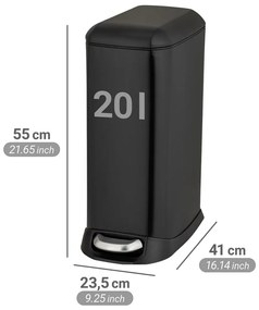 Coș de gunoi negru mat cu pedală din oțel 20 l Design – Wenko