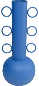 Vaza decorativa din otel, albastra, Curly Ø21x53 cm