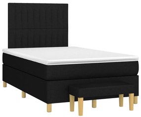 3270420 vidaXL Pat box spring cu saltea, negru, 120x190 cm, catifea