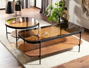 Masa de cafea Prima A chihlimbar transparent/nuc L120 cm