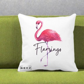 Perna Decorativa Flamingo Acuarela, 40x40 cm, Alba Mata, Husa Detasabila, Perna Inclusa, BEKZ®