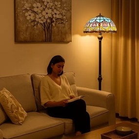 Brilagi - Lampă de podea Tiffany cu vitralii LORAS 2xE27/60W/230V